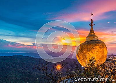 Kyaikhtiyo pagoda in Myanmar Stock Photo