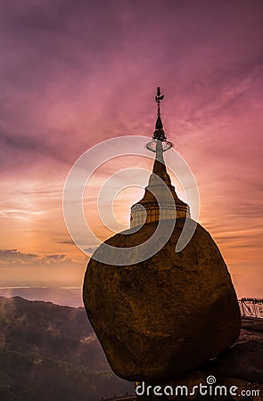 Kyaikhtiyo pagoda in Myanmar Stock Photo