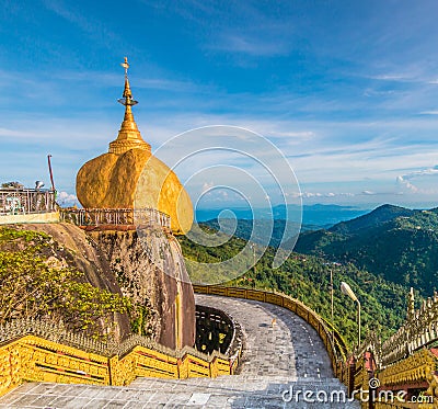 Kyaikhtiyo pagoda in Myanmar Stock Photo