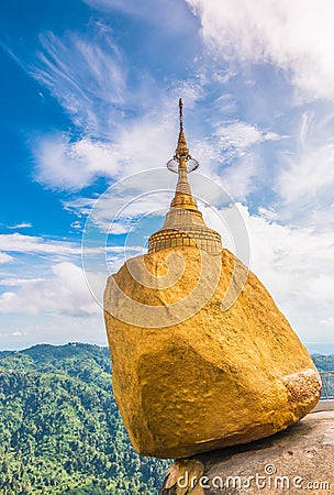 Kyaikhtiyo pagoda in Myanmar Stock Photo