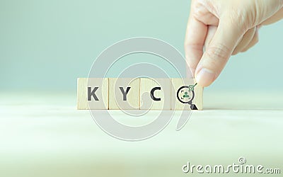 KYC, know your customer. Business verifying the identity of clients. Client authentication to access personal financial data. Stock Photo