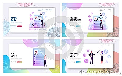 Kyc, Know Your Customer Process, Business Verifying of Clients Identity Website Landing Page Set. Businesspeople Vector Illustration