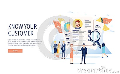 KYC, know your customer vector website template, web page and landing page design for website and mobile site. Vector Illustration