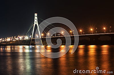 Kyiv, Moscow bridge at night Stock Photo