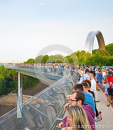 Kyiv new Pedestrian-Bicycle Bridge Editorial Stock Photo