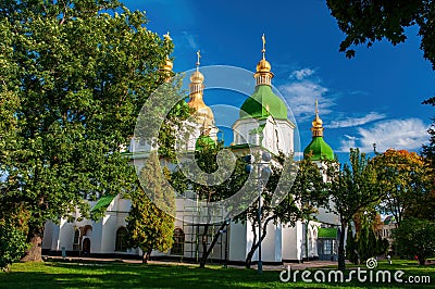 Kyiv Saint Sophia Cathedral against picturesque sky, Kyiv, Ukraine. UNESCO World Heritage Site Stock Photo