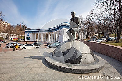 Valeriy Lobanovskyi monument near Dynamo Stadium in Kyiv Editorial Stock Photo