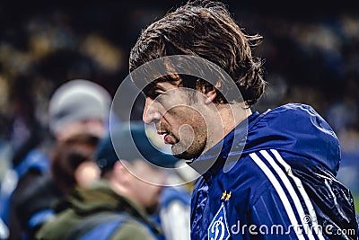 KYIV, UKRAINE - FEBRUARY 24, 2016: UEFA Championes League game with Dynamo Kyiv and Manchester City FC Editorial Stock Photo