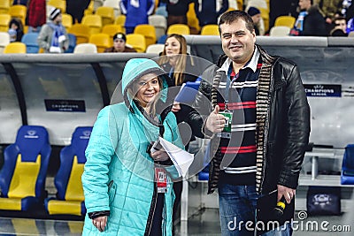 KYIV, UKRAINE - FEBRUARY 24, 2016: UEFA Championes League game with Dynamo Kyiv and Manchester City FC Editorial Stock Photo