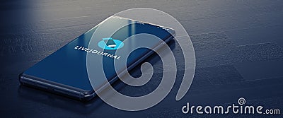 KYIV, UKRAINE-JANUARY, 2020: Livejournal on Smart Phone Screen. 3D. Editorial Stock Photo