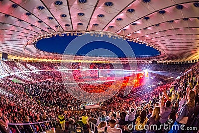 KYIV, UKRAINE - JUNE 21: Full stadium fans on concert of Okean E Editorial Stock Photo