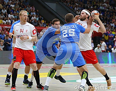 EHF EURO 2020 Qualifiers handball game Ukraine v Denmark Editorial Stock Photo