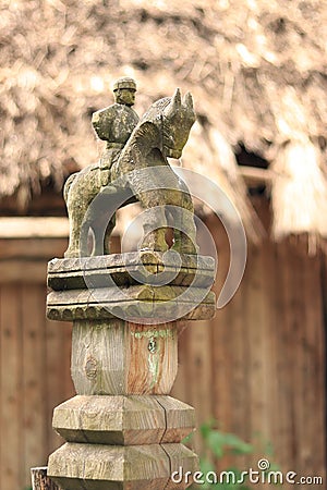 Sculpture near potter's estate in Mamaeva Sloboda, Cossack village Editorial Stock Photo