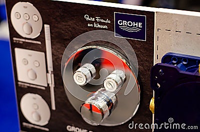 Kyiv, Ukraine - May 18, 2021: GROHE is a leading global brand for complete bathroom solutions and kitchen fittings Editorial Stock Photo