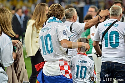 KYIV, UKRAINE - MAY 26, 2018: Luka Modric of Real Madrid celebrate the victory in the final of the UEFA Champions League 2018 in Editorial Stock Photo