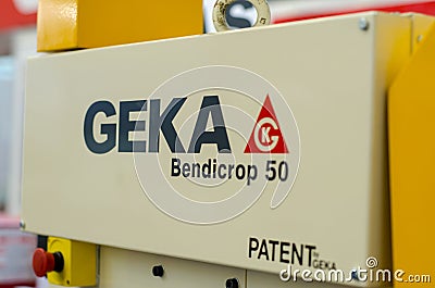 Kyiv, Ukraine - November 22, 2018: Geka Bendicrop 50 hydraulic ironworker machine Editorial Stock Photo