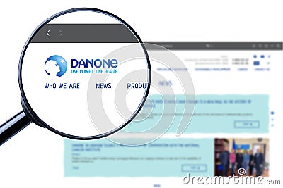 Kyiv, Ukraine - September 4, 2023: Danone logo on the website homepage. Editorial Stock Photo