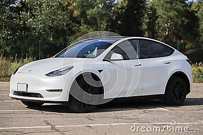 Exterior of the car Tesla Model Y Stock Photo