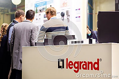 Kyiv, Ukraine - September 28, 2019: Legrand Exposition Stand at the exhibition Editorial Stock Photo