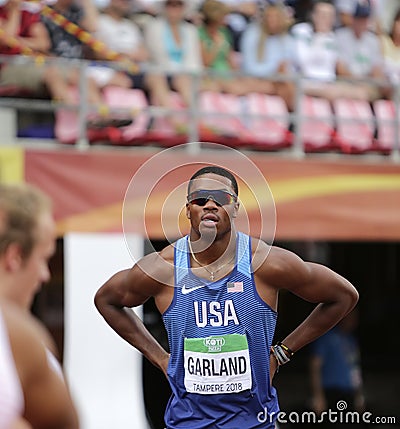 KYLE GARLAND USA in decathlon on the IAAF World U20 Championship in Tampere, Finland 11th July, 2018 Editorial Stock Photo