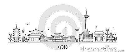 Kyoto City skyline Tamil Nadu Japan city vector Vector Illustration
