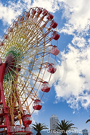 In the daytime of the summer at the Mosaic Big Ferris Wheel located in Harborland Editorial Stock Photo