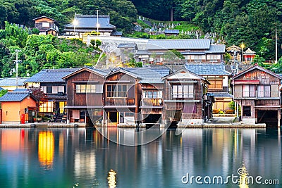 Kyoto, Japan with Funaya boathouses on Ine Bay Stock Photo