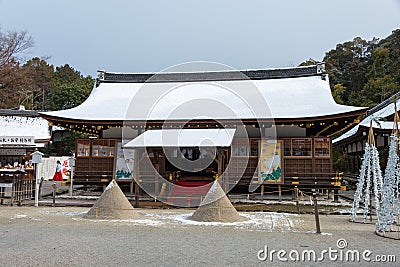 Kamigamo-jinja Shrine in Kyoto, Japan. It is part of UNESCO World Heritage Site - Historic Monuments of Ancient Kyoto. Editorial Stock Photo