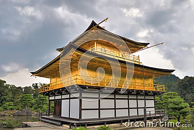 Kyoto, Japan - 24 July 2016. Kinkaku-ji, Rokuon-ji literally `Temple of the Golden Pavilion` buddhist temple in Kyoto. Made in HD Editorial Stock Photo