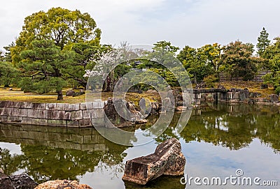 Beautiful garden and Nijo Castle in Kyoto Editorial Stock Photo