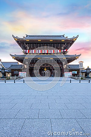 Higashi Honganji temple situated at the center of Kyoto, one of two dominant sub-sects of Shin Editorial Stock Photo