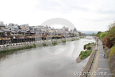 Kamo Gawa River, Kyoto Japan 2017 Editorial Stock Photo