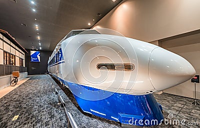 KYOTO, JAPAN - MAY 30, 2016: Shinkansen train inside Railway Mus Editorial Stock Photo