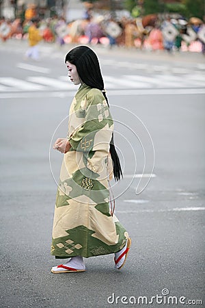 A noblewoman of in historic costume at Jidai Festival. Kyoto. Japan Editorial Stock Photo