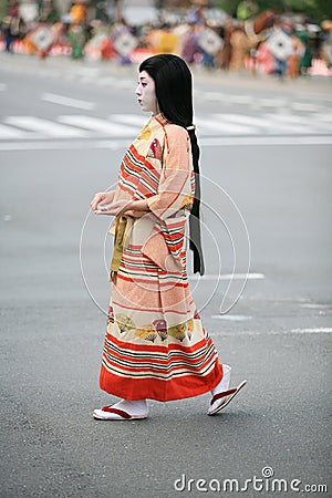 A noblewoman of in historic costume at Jidai Festival. Kyoto. Japan Editorial Stock Photo