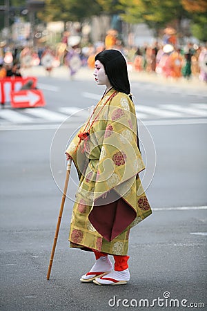 A noblewoman of in historic costume at Jidai Festival. Kyoto. Japan Editorial Stock Photo