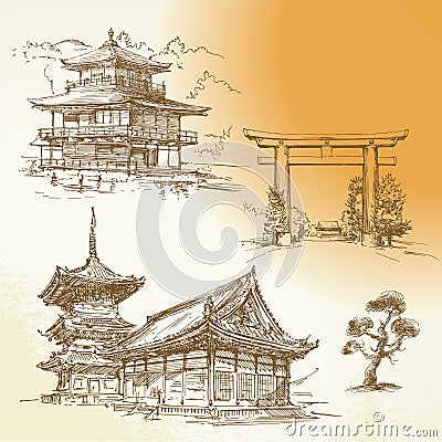 Kyoto, Nara, japanese heritage Vector Illustration