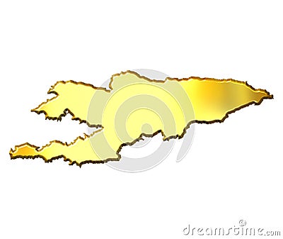 Kyrgyzstan 3d Golden Map Stock Photo