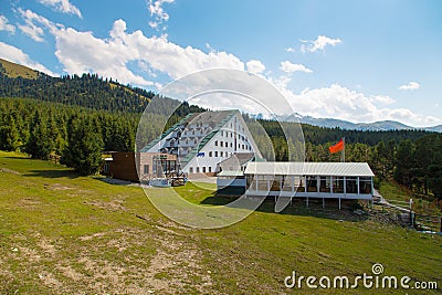 Kyrgyzstan, Karakol ski resort - August 22, 2019. Summer mountain landscape high in the mountains Editorial Stock Photo