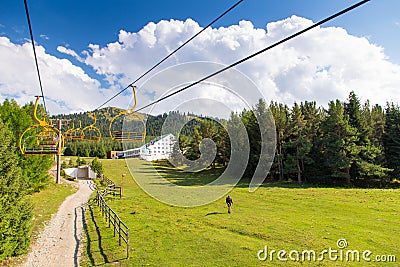 Kyrgyzstan, Karakol ski resort - August 22, 2019. Summer mountain landscape high in the mountains Editorial Stock Photo