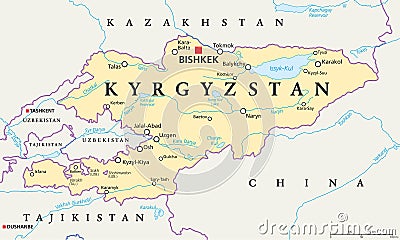 Kyrgyzstan Political Map Vector Illustration