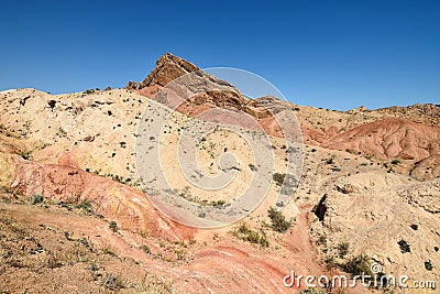 Kyrgyzstan, View on the Fairytale canyon "Skazka" near Issyk Kul Lake Stock Photo