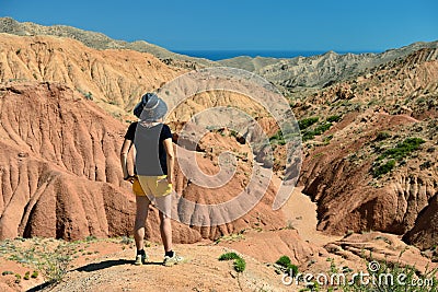 Kyrgyzstan, View on the Fairytale canyon "Skazka" near Issyk Kul Lake Stock Photo