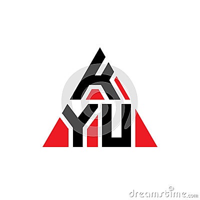 KYU triangle letter logo design with triangle shape. KYU triangle logo design monogram. KYU triangle vector logo template with red Vector Illustration