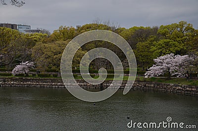 Kyu Yodo River at Osaka Castle Park Stock Photo