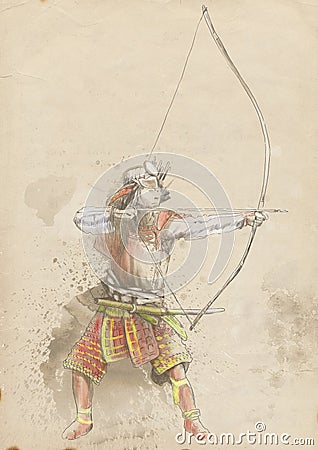 Kyudo Cartoon Illustration