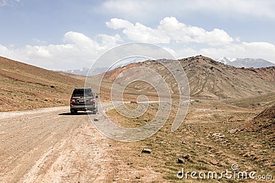 Kyzlyart, Kyrgyzstan August 21 2018: Kyzylart Pass 4280m on the Pamir Highway Editorial Stock Photo