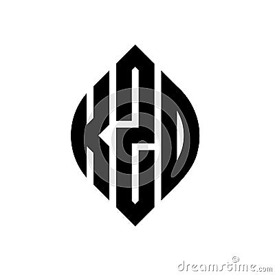 KZO circle letter logo design with circle and ellipse shape. KZO ellipse letters with typographic style. The three initials form a Vector Illustration