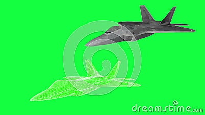 L'avion militaire F-22, tournent l'animation, wireframe rendent Longueur verte d'écran illustration stock L'avion militaire F-22, tournent l'animation, wireframe rendent Longueur verte d'écran illustration stock