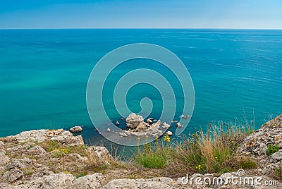 L Black Sea near Sudak town at spring season in Crimean peninsula Stock Photo